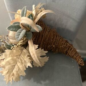 Neutral Fall Pumpkin Floral Cornucopia Arrangement - Brand New